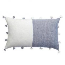 Anaya So Soft Linen Chambray Tassels Down Pillow