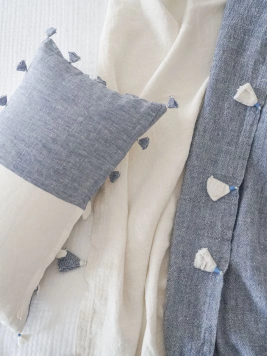 Anaya So Soft Linen Chambray Tassels Down Pillow 4 Anaya So Soft Linen Chambray Tassels Down Pillow - Image 2