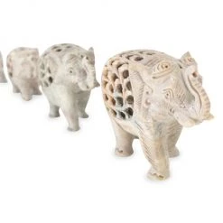 Anaya Marble Hand-Carved 4-Piece Elephant Family