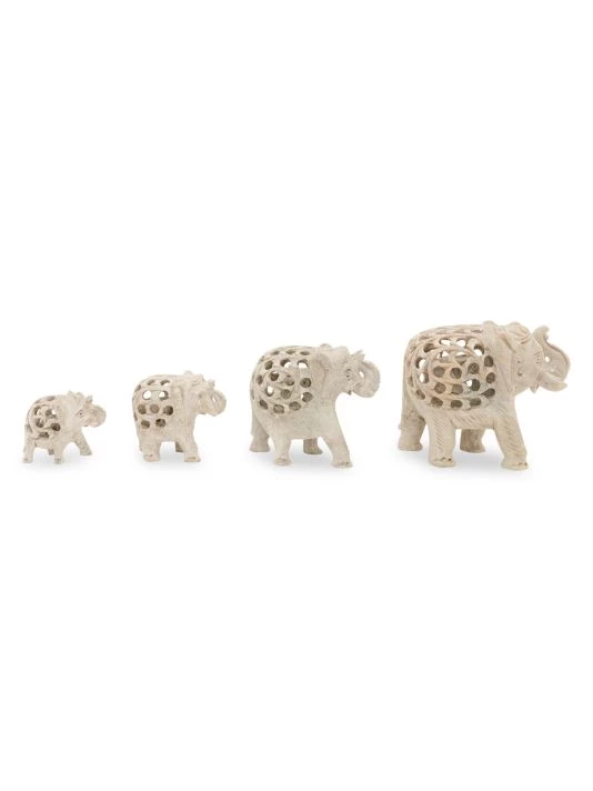 Anaya Marble Hand-Carved 4-Piece Elephant Family 4 Anaya Marble Hand-Carved 4-Piece Elephant Family - Image 2