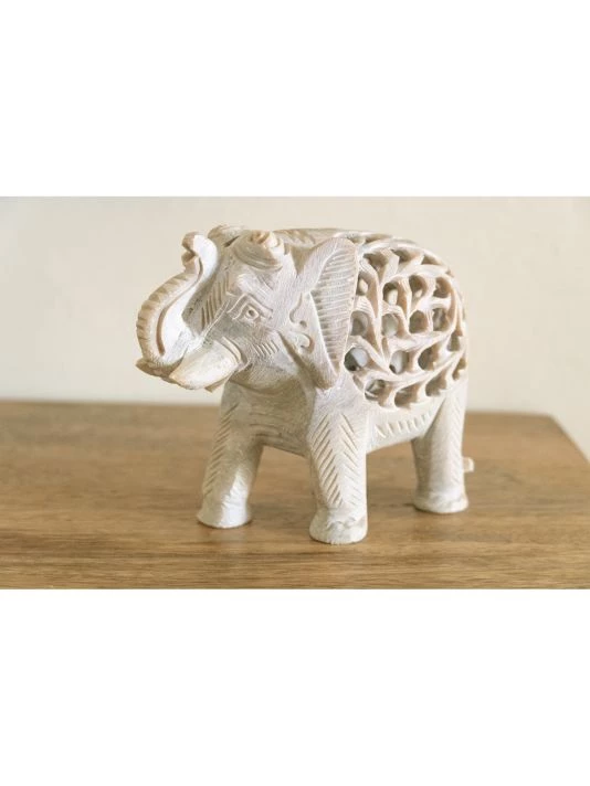Anaya Marble Hand-Carved 4-Piece Elephant Family 5 Anaya Marble Hand-Carved 4-Piece Elephant Family - Image 3