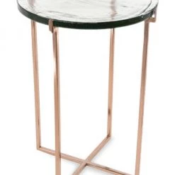 Anaya Rose Goldtone Metal & Glass Side Table