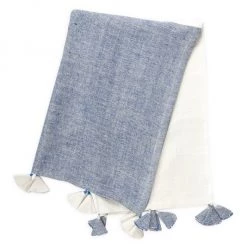 Anaya So Soft Linen Colorblocked Tassel Blanket