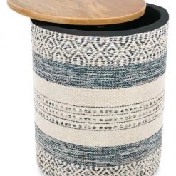 Anaya Handwoven Striped Storage Side Table