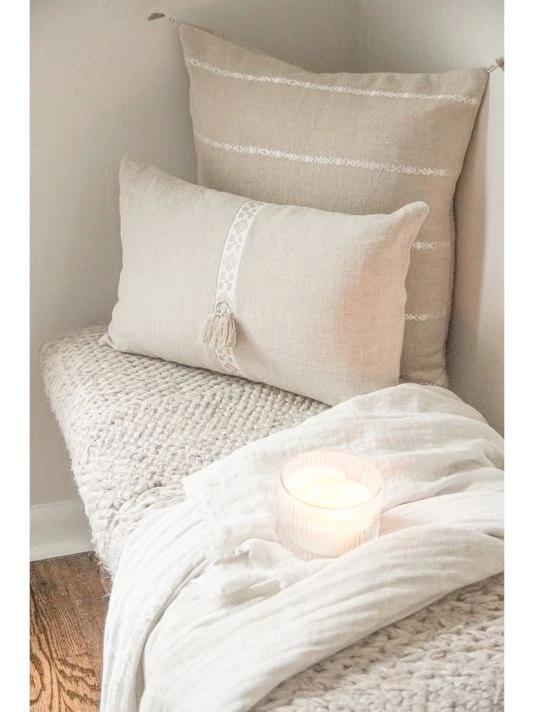 Anaya So Soft Linen Geometric Trim Down-Alternative Pillow 4 Anaya So Soft Linen Geometric Trim Down-Alternative Pillow - Image 3