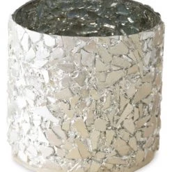 Anaya Silver Crushed Mosaic Candle Votive & Vase