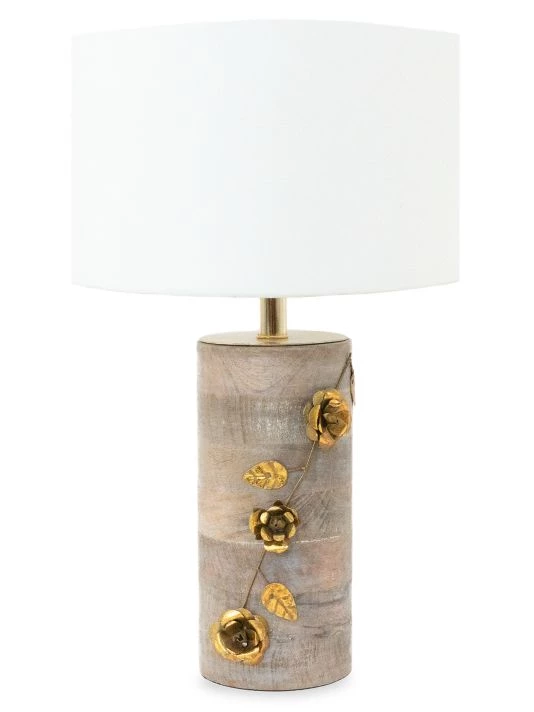 Anaya Metal Flower & Wood Table Lamp 3 Anaya Metal Flower & Wood Table Lamp