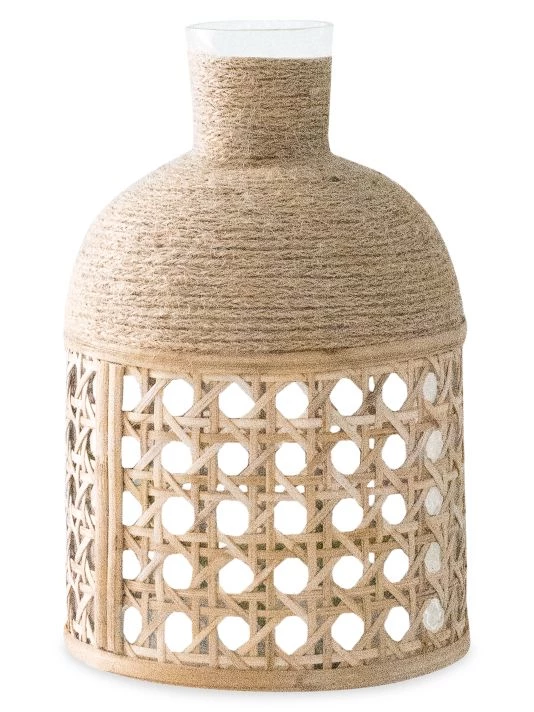Anaya Seagrass Rope & Cane Wicker Glass Vase 3 Anaya Seagrass Rope & Cane Wicker Glass Vase