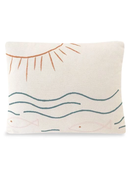 Anaya Ocean Embroidered Cotton Pillow 3 Anaya Ocean Embroidered Cotton Pillow