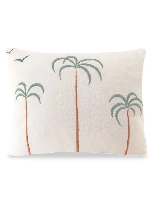 Anaya Palm Tree Embroidered Cotton Pillow 2 Anaya Palm Tree Embroidered Cotton Pillow