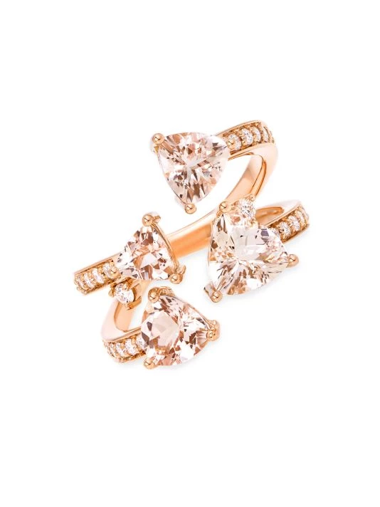 Hueb Mirage 18K Rose Gold, Diamond & Morganite Open Ring 3 Hueb Mirage 18K Rose Gold, Diamond & Morganite Open Ring