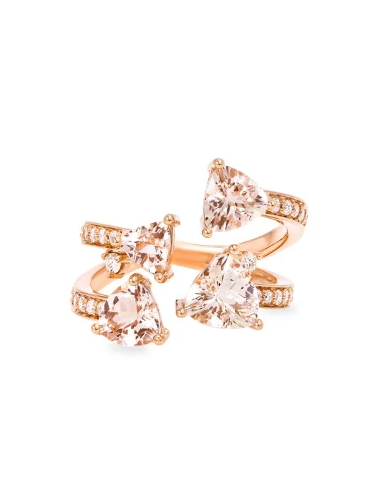 Hueb Mirage 18K Rose Gold, Diamond & Morganite Open Ring 4 Hueb Mirage 18K Rose Gold, Diamond & Morganite Open Ring - Image 2