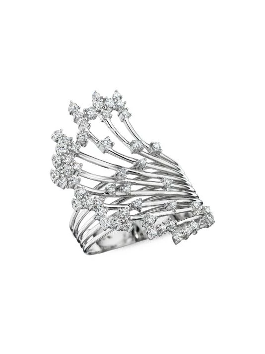 Hueb Luminus 18K White Gold & Diamond Fan Ring 3 Hueb Luminus 18K White Gold & Diamond Fan Ring
