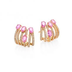 Hueb Rainbow Diamond, Pink Sapphire & 18K Rose Gold Ear Cuffs