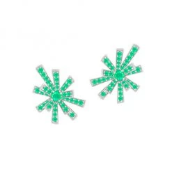 Hueb Tribal 18K White Gold & Emerald Stud Earrings