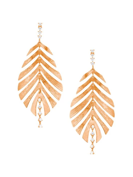 Hueb Bahia 18K Pink Gold & Diamond Leaf Earrings 3 Hueb Bahia 18K Pink Gold & Diamond Leaf Earrings