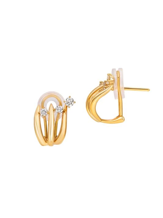 Hueb Tribal 18K Gold & Diamond Cage Hoop Earrings 3 Hueb Tribal 18K Gold & Diamond Cage Hoop Earrings
