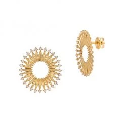 Hueb Tribal 18K Gold & Diamond Sunburst Earrings