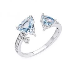 Hueb Mirage 18K White Gold, Diamond & Blue Aquamarine Open Ring