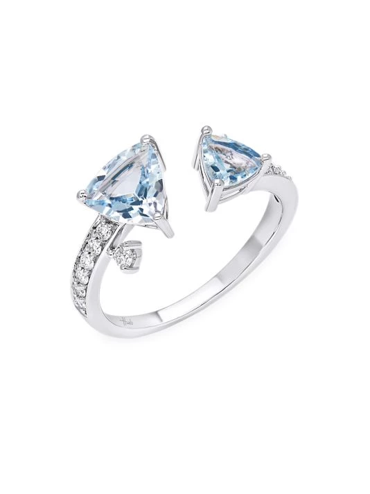 Hueb Mirage 18K White Gold, Diamond & Blue Aquamarine Open Ring 3 Hueb Mirage 18K White Gold, Diamond & Blue Aquamarine Open Ring