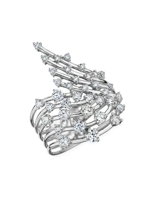 Hueb Luminus 18K White Gold & Diamond Wavy Wrap Ring 3 Hueb Luminus 18K White Gold & Diamond Wavy Wrap Ring
