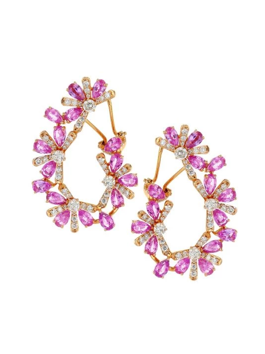 Hueb Botanica Diamond, Pink Sapphire & 18K Rose Gold Earrings 3 Hueb Botanica Diamond, Pink Sapphire & 18K Rose Gold Earrings