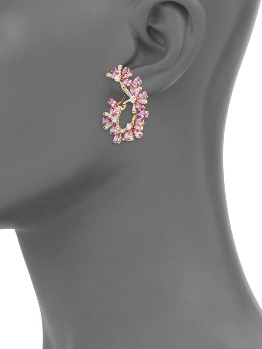 Hueb Botanica Diamond, Pink Sapphire & 18K Rose Gold Earrings 4 Hueb Botanica Diamond, Pink Sapphire & 18K Rose Gold Earrings - Image 2