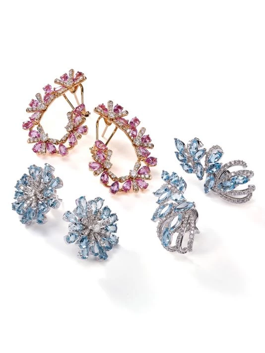 Hueb Botanica Diamond, Pink Sapphire & 18K Rose Gold Earrings 5 Hueb Botanica Diamond, Pink Sapphire & 18K Rose Gold Earrings - Image 3