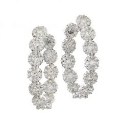 Hueb Diamond Flower 18K White Gold & Diamond Hoop Earrings