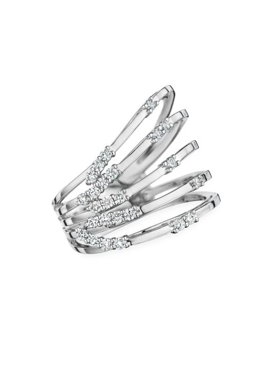 Hueb Luminus 18K White Gold & Diamond Stacked Ring 3 Hueb Luminus 18K White Gold & Diamond Stacked Ring