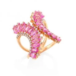 Hueb Mirage Diamond, Pink Sapphire & 18K Yellow Gold Ring