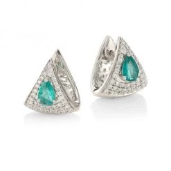 Hueb Mirage 18K White Gold, Diamond & Emerald Earrings