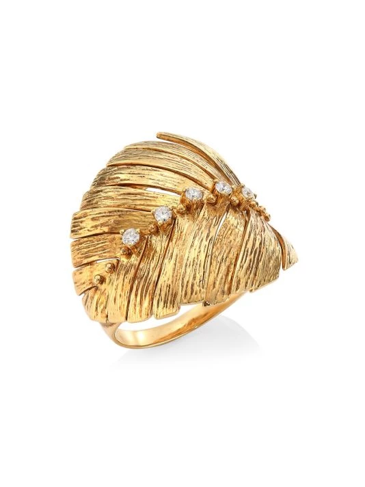 Hueb Bahia 18K Yellow Gold & Diamond Leaf Ring 3 Hueb Bahia 18K Yellow Gold & Diamond Leaf Ring