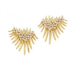 Hueb Tribal 18K Yellow Gold & Diamond Fan Spike Earrings