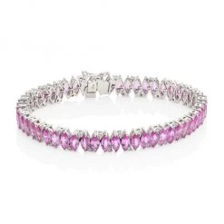 Hueb Botanica Diamond, Pink Sapphire & 18K White Gold Tennis Bracelet