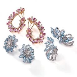 Hueb Botanica 18K White Gold, Diamond & Aquamarine Snowflake Stud Earrings -Anaya And Hueb Online Shop unnamed file 502