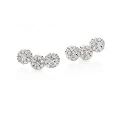 Hueb Flower Diamond & 18K White Gold Ear Climbers